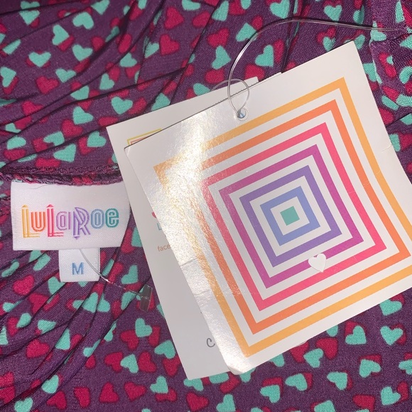 LulaRoe NWT Purple Hearts modest foldover waist maxi skirt size M - Picture 3 of 3